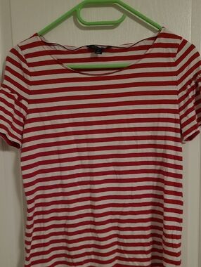 Tommy Hilfiger Red & White Striped Short Sleeve Tee